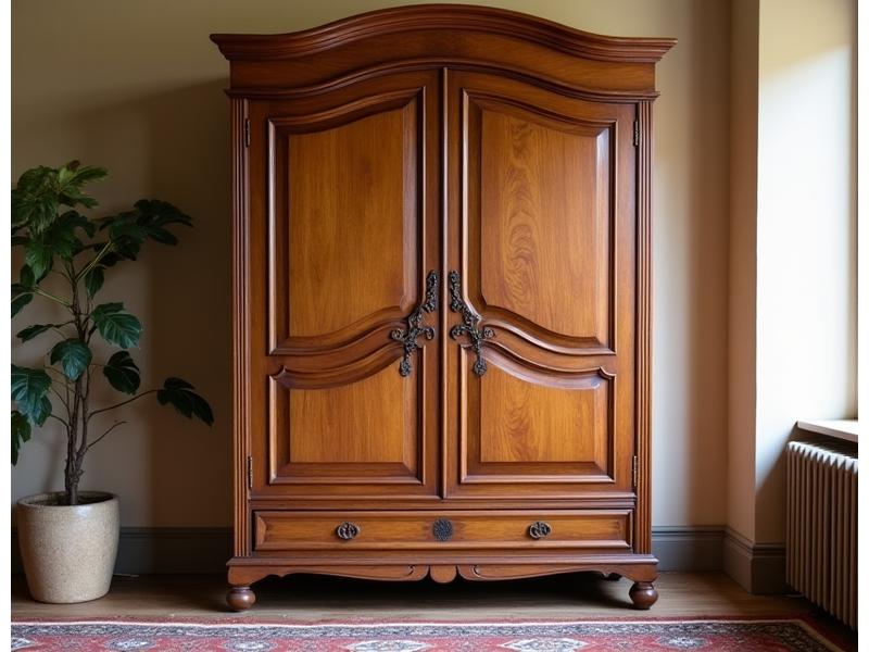 Armadio vintage restaurato con tecniche sostenibili